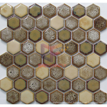 Hexagon Brown Special Pattern Fireplace Ceramic Mosaic Decoration (CST296)